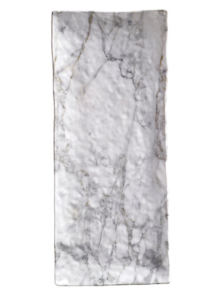 A rectangular melamine tray with a marble pattern.