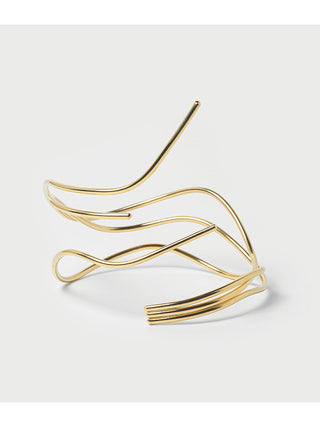 A free-form brass bracelet.