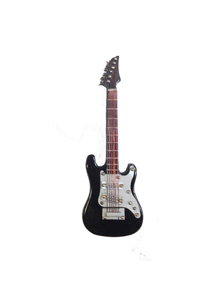 A magnet that looks like a black electric guitar.