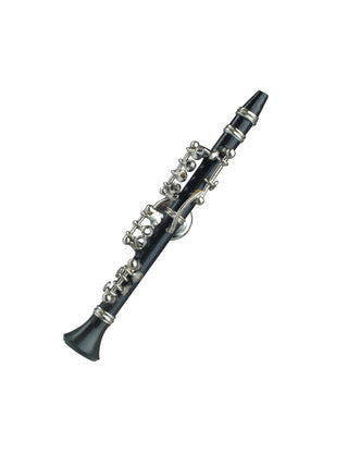 A magnet that looks like a black clarinet.