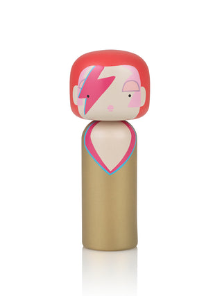 David Bowie's Ziggy Stardust as a wooden kokeshi doll.