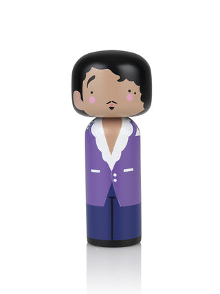 A wooden Kokeshi doll in the form of music legend Prince.