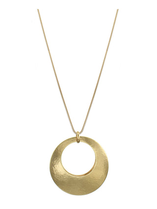 Back to Back Cutout Discs Long Brass Necklace - Large