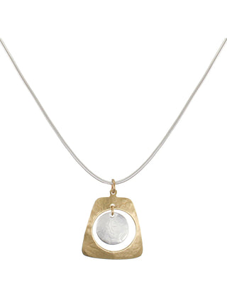 Cutout Tapered Rectangle with Hanging Disc Necklace