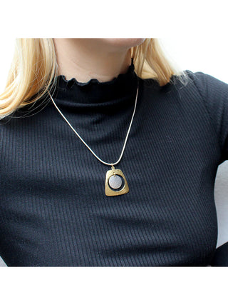 Cutout Tapered Rectangle with Hanging Disc Necklace