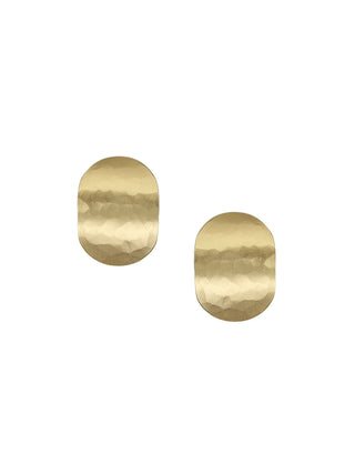 Brass hammered oval clip earrings.