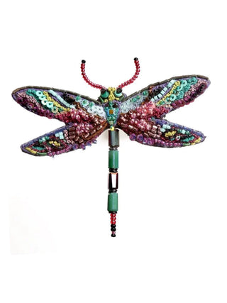 A sequined brooch in the form of an amethyst dragonfly.