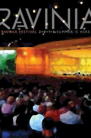 Text over watercolor-like image of crowd watching music in Pavilion reads: Ravinia Festival 2016 - Summer is Here.