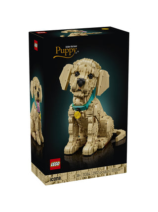 LEGO Golden Retriever Puppy box on a white background.
