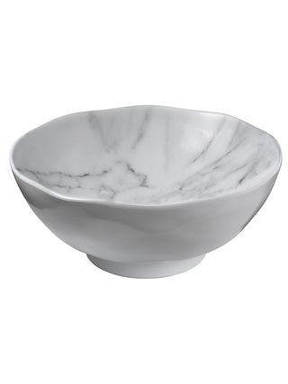 A salad bowl with a marble pattern.