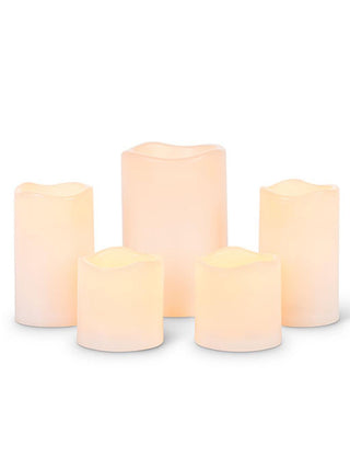 Set of 5 soft glow LED candles, in various sizes.
