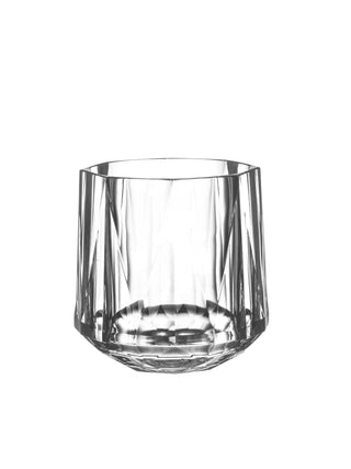 A clear acrylic stemless tumbler.