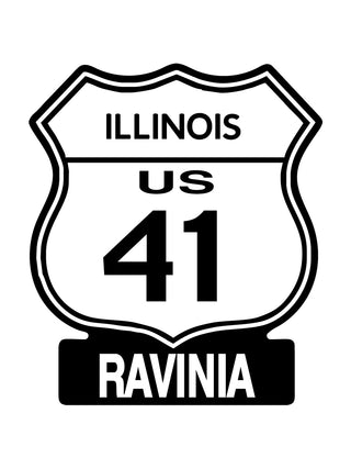 A black and white US route marker for IL 41 with "Ravinia" underneath it.