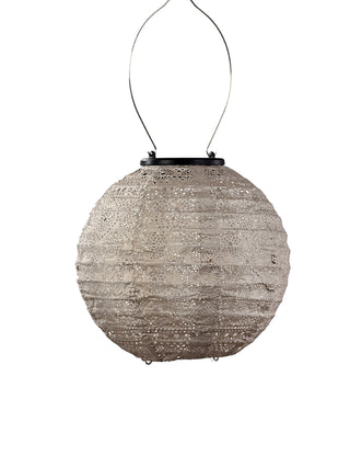 A round light gray outdoor hanging lantern.