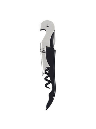 A black and steel corkscrew.