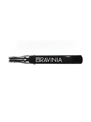 A black waiter's corkscrew with the Ravinia logo in white.