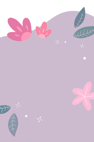 A white and lilac background with leaves and flowers. Valentine's Day Gifts: unique gifts for your loved ones.