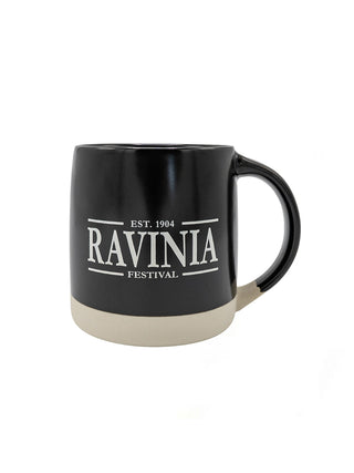 A black and white mug with the text Est. 1904 Ravinia Festival.
