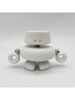 A white buildable magnetic figure on a white background.
