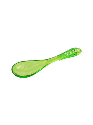 A green Ravinia branded spoon with a clip on the handle.