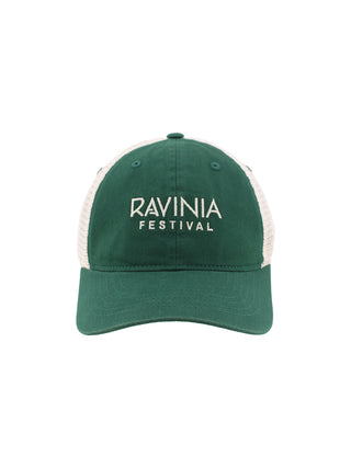Green and white cap with Ravinia Festival embroidered in white.