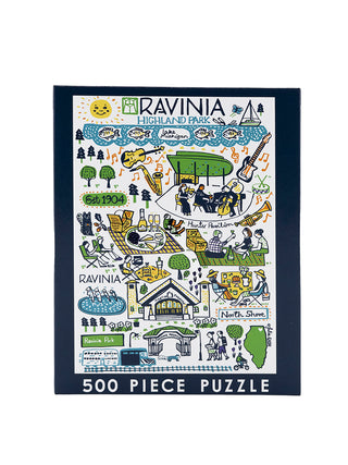 A 500 piece puzzle depicting an illustration of Ravinia Festival.