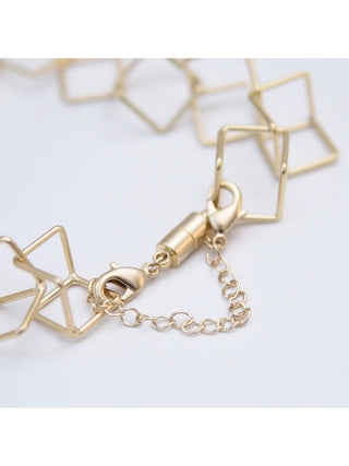 Close-up of the magnetic clasp, with hooks to shorten or extend the bracelet.