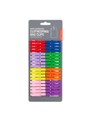 A set of 36 clothespin bag clips in various colors.