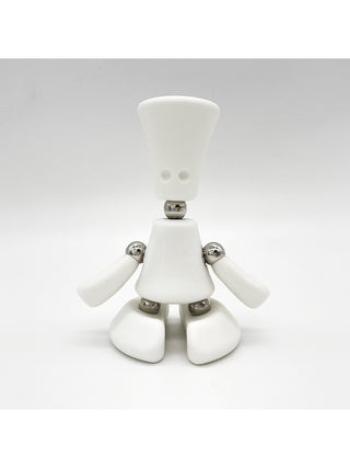 A white buildable magnetic figure on a white background.