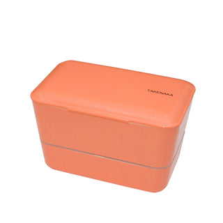 A two-tiered coral-colored rectangular box with the word TAKENAKA on its right side.