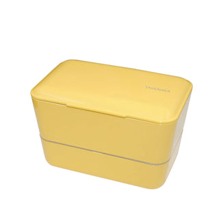 A two-tiered lemon-colored rectangular box with the word TAKENAKA on its right side.